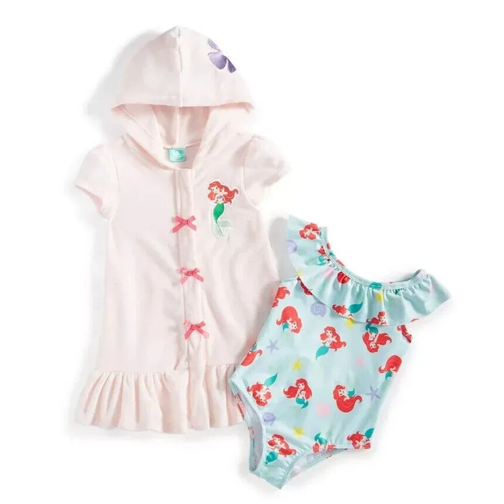 Little Mermaid 2-Pc. One-Piece Swimsuit & Hooded Swim Cover-Up Set Baby NEW 18mo